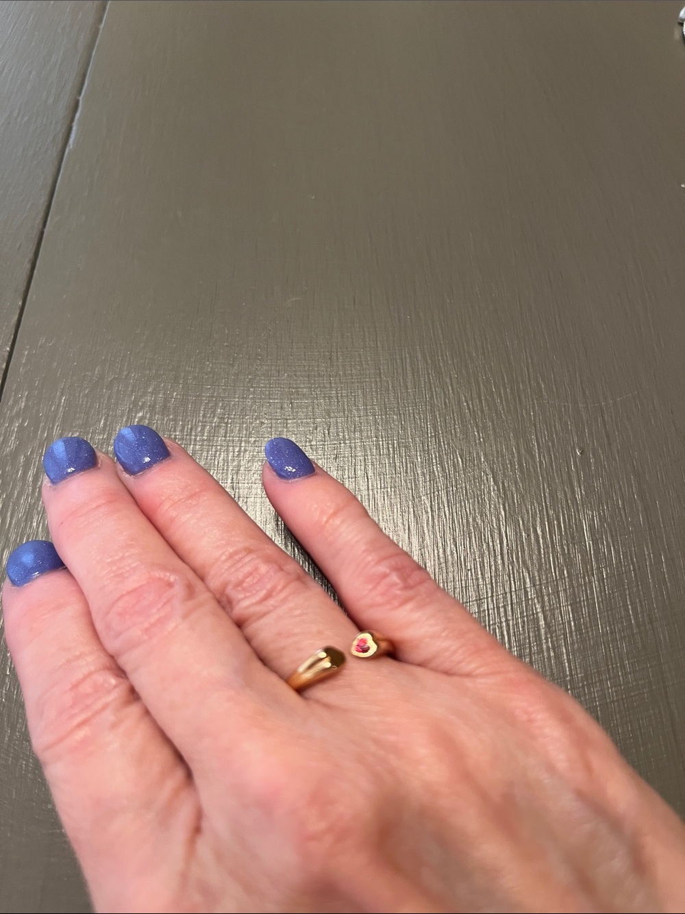 Pandora Gold Open Heart Ring with Pink Stone